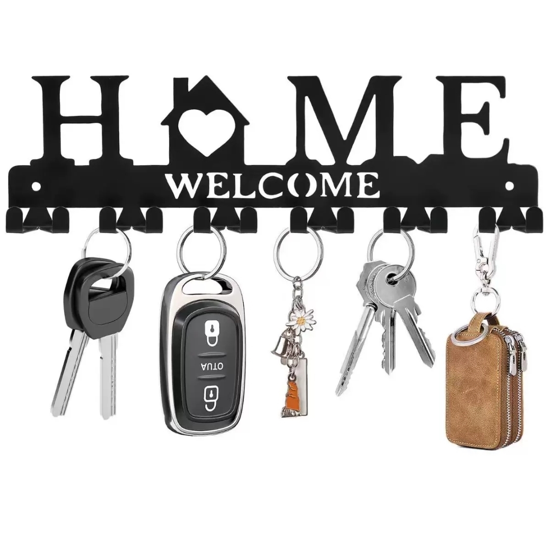 Black metal wall-mounted key holder product image 2
