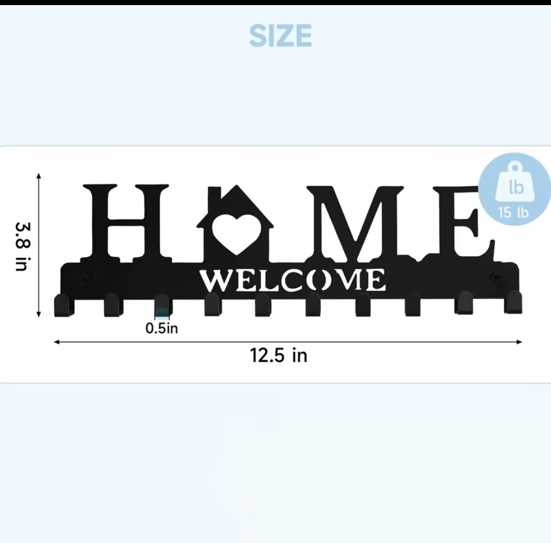 Black metal wall-mounted key holder product image 3