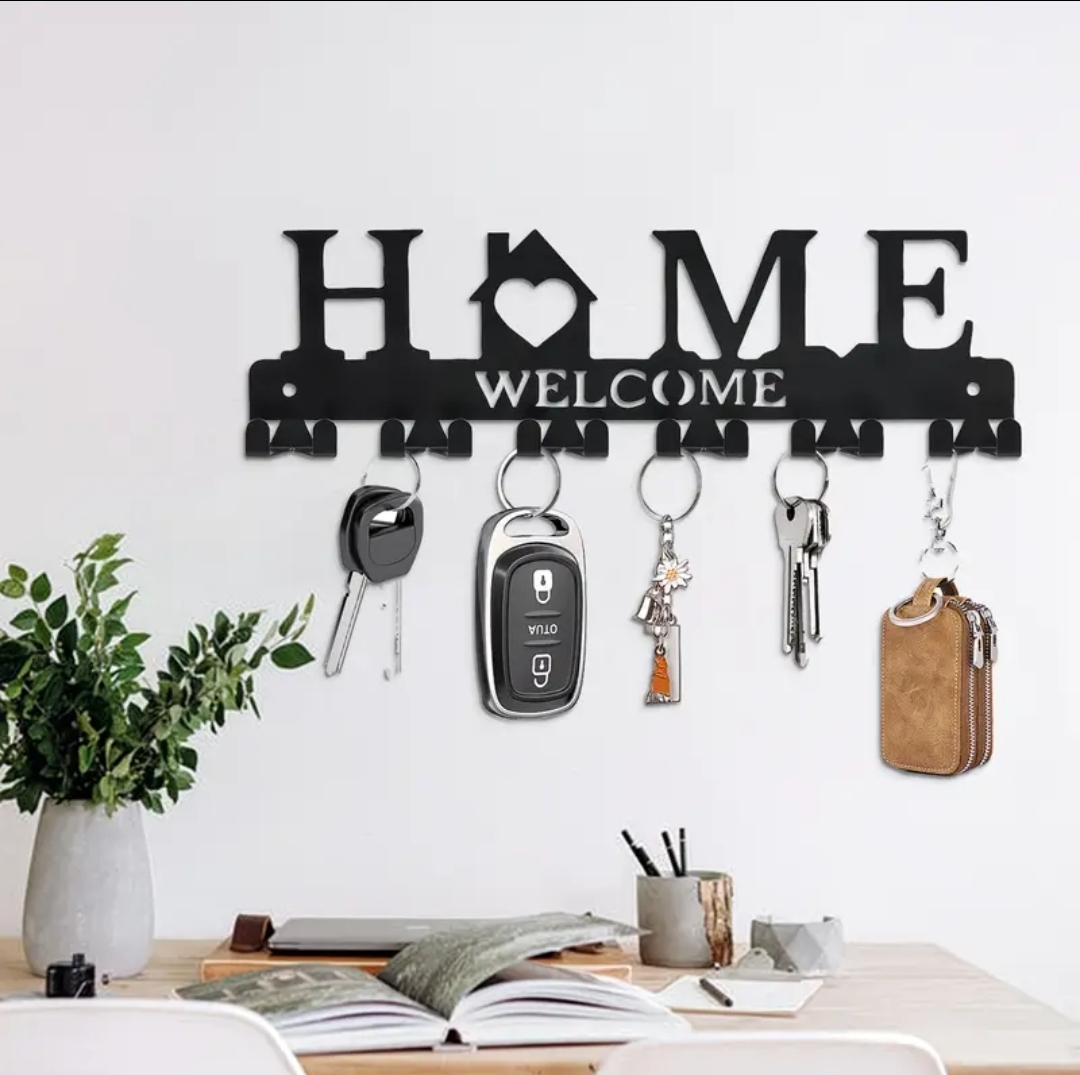 Black metal wall-mounted key holder product image 5