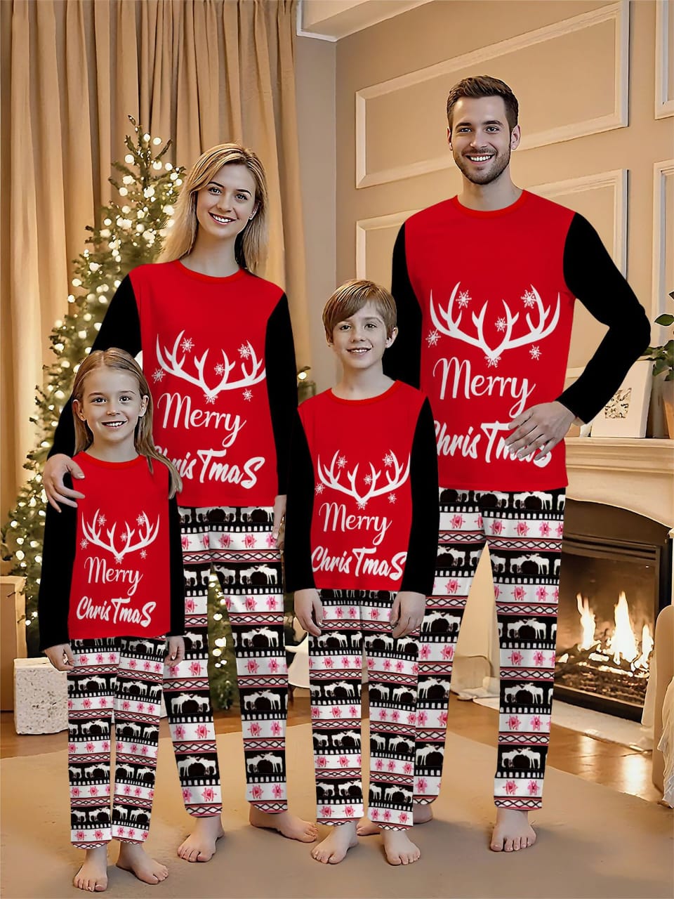Chrismas pajamas outfit for both adults and kids
