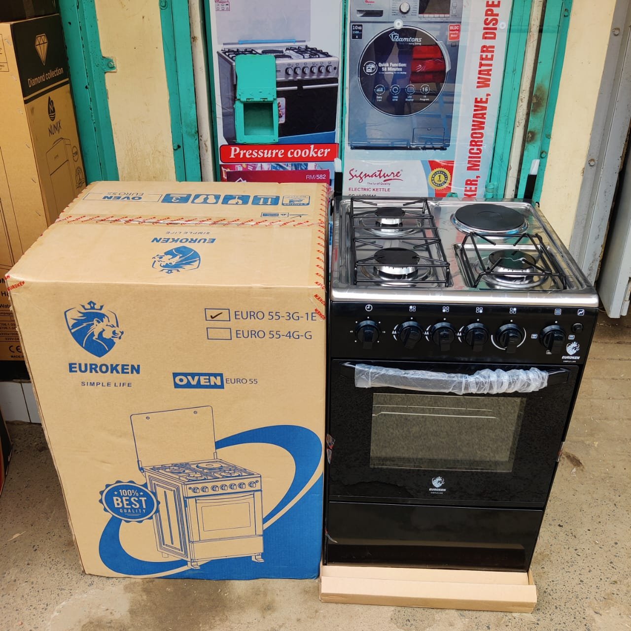 *Euroken Standing Cooker 3G+1E with electric oven 50x55cm cooker*