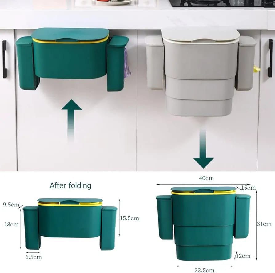 Foldable Kitchen Hanging dustbin with 2 Trash Bags Storage cans product image 2
