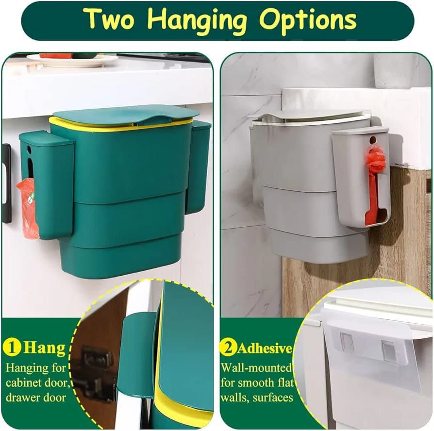 Foldable Kitchen Hanging dustbin with 2 Trash Bags Storage cans product image 5