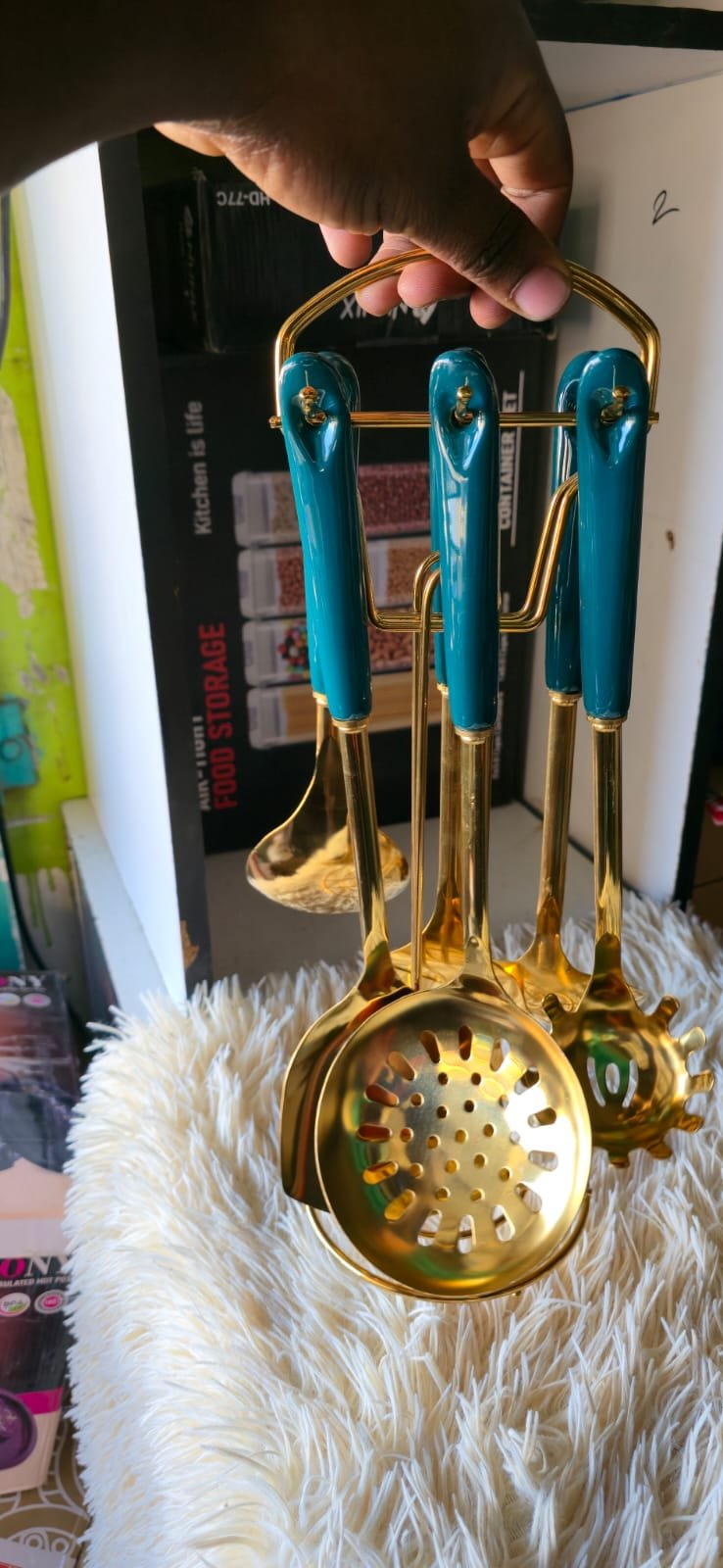 Gold serving spoons
