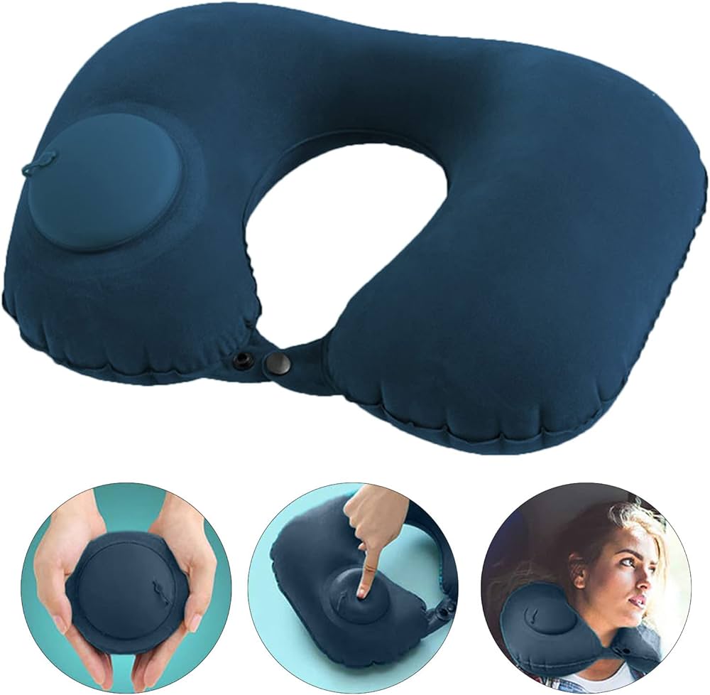 Inflatable travel neck pillow