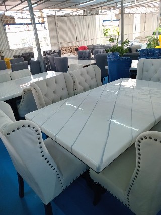Modern 6-Piece Marble Dining Table Set -Marble top table - Design 1