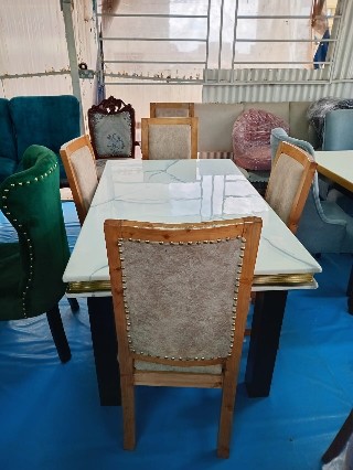 Modern 6-Piece Marble Dining Table Set -Marble top table - Design 12