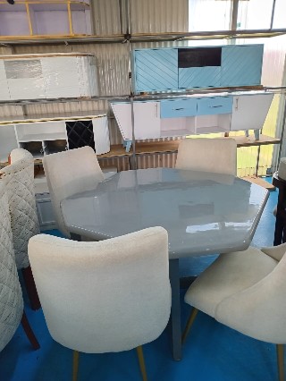 Modern 6-Piece Marble Dining Table Set -Marble top table - Design 3