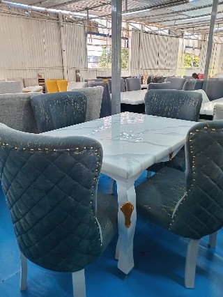 Modern 6-Piece Marble Dining Table Set -Marble top table - Design 8