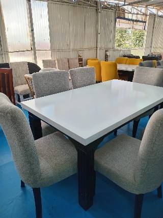 Modern 6-Piece Marble Dining Table Set -Marble top table - Design 9