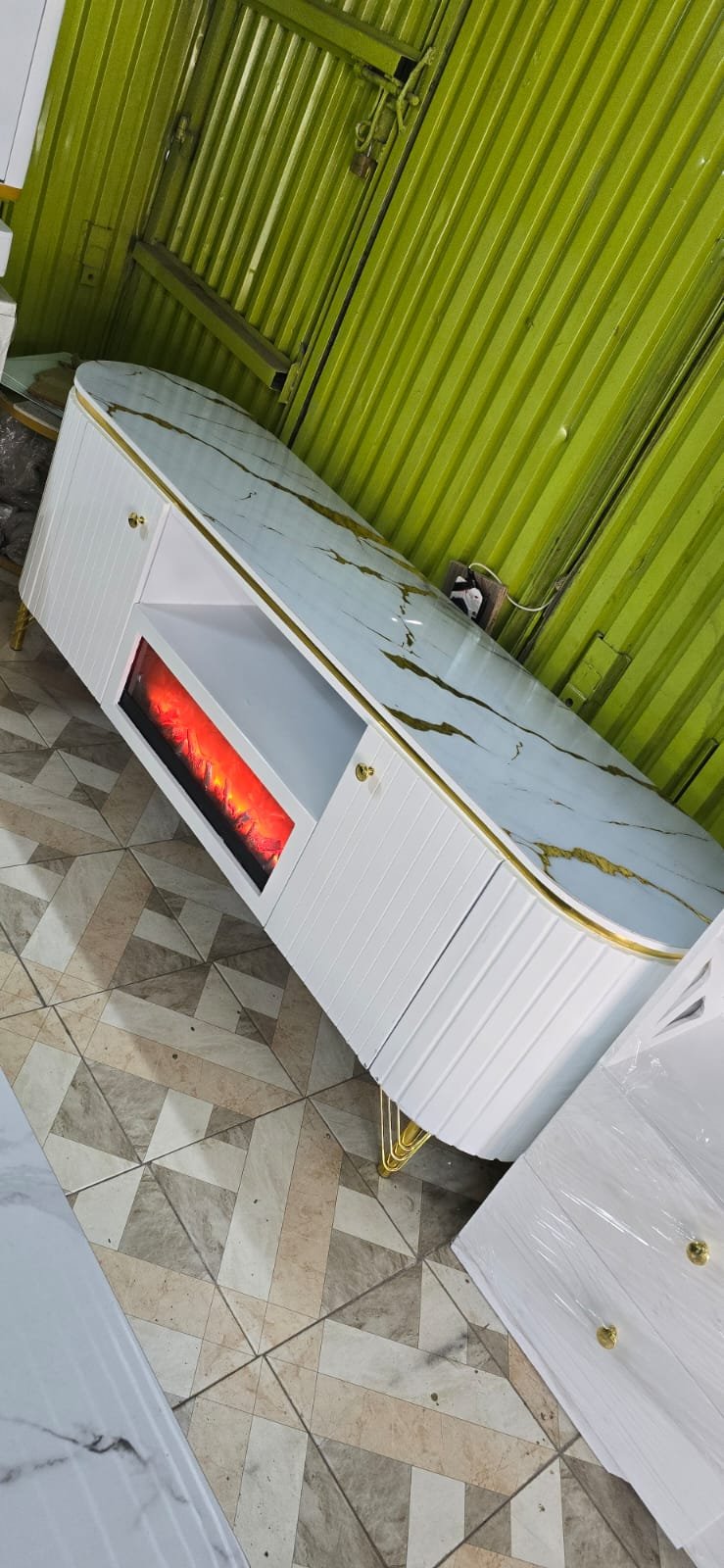 Modern Executive TV stand with a functional fire place