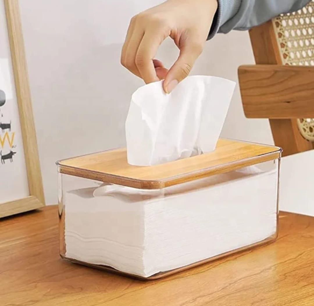 Nordic minimalist tissue box /Serviette holder with bamboo lid