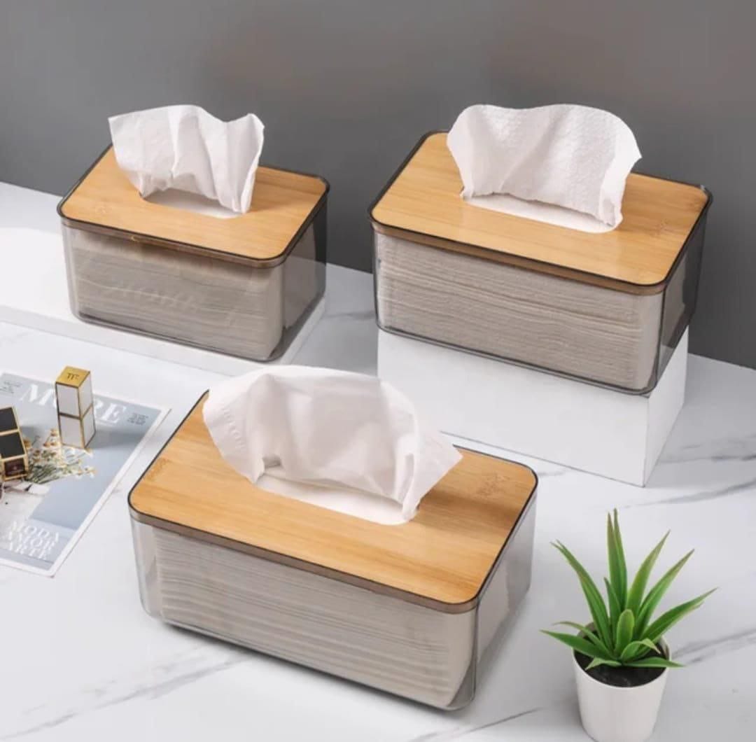 Nordic minimalist tissue box /Serviette holder with bamboo lid product image 2