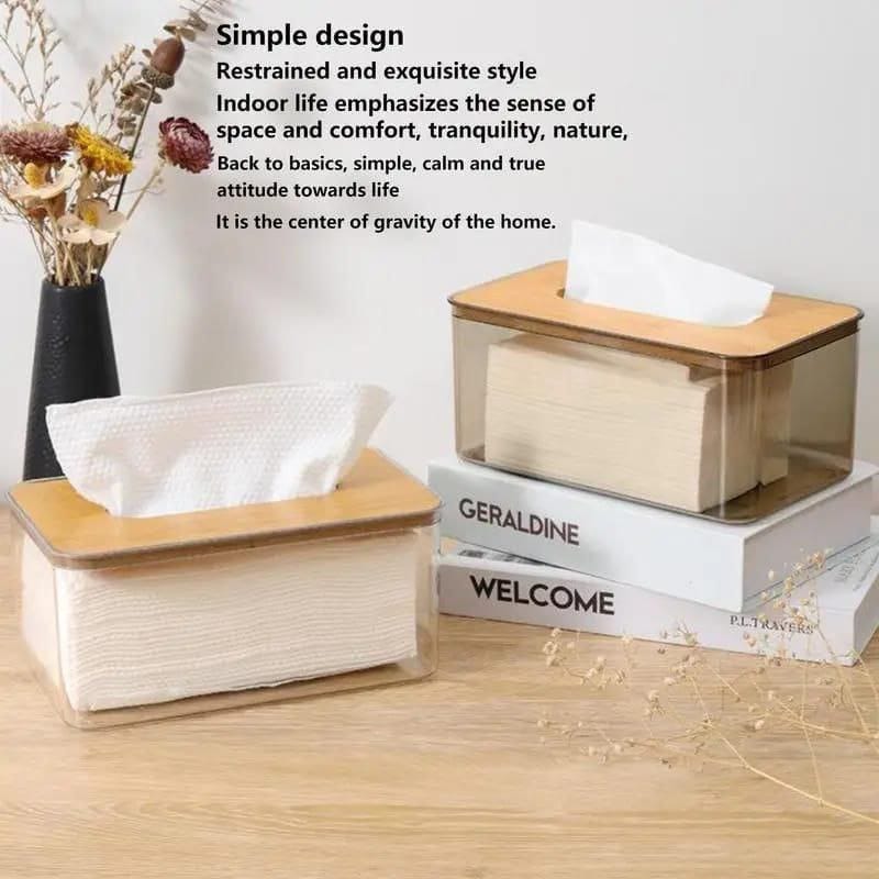 Nordic minimalist tissue box /Serviette holder with bamboo lid product image 4