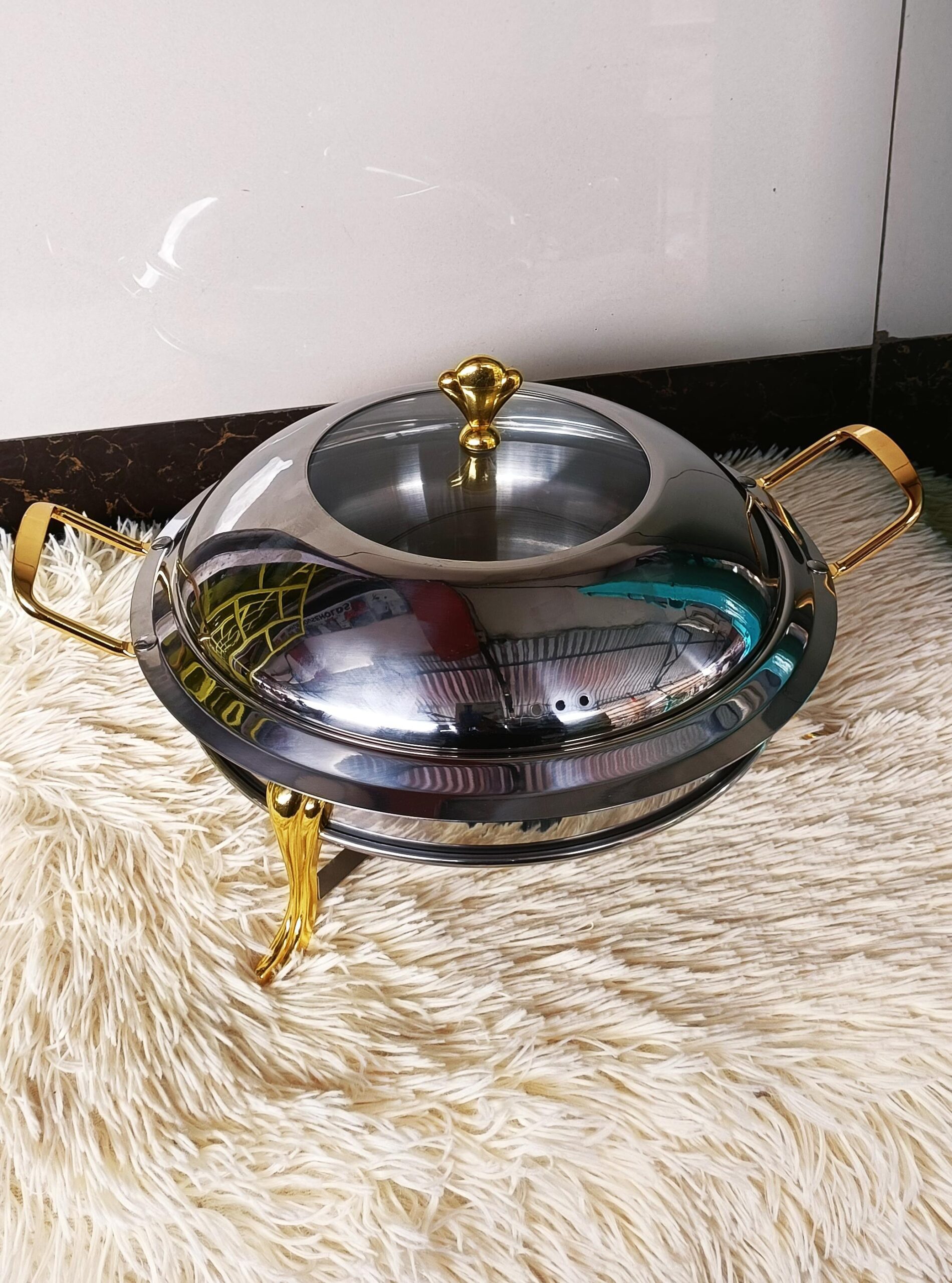 Round stainless Cheffing dishes