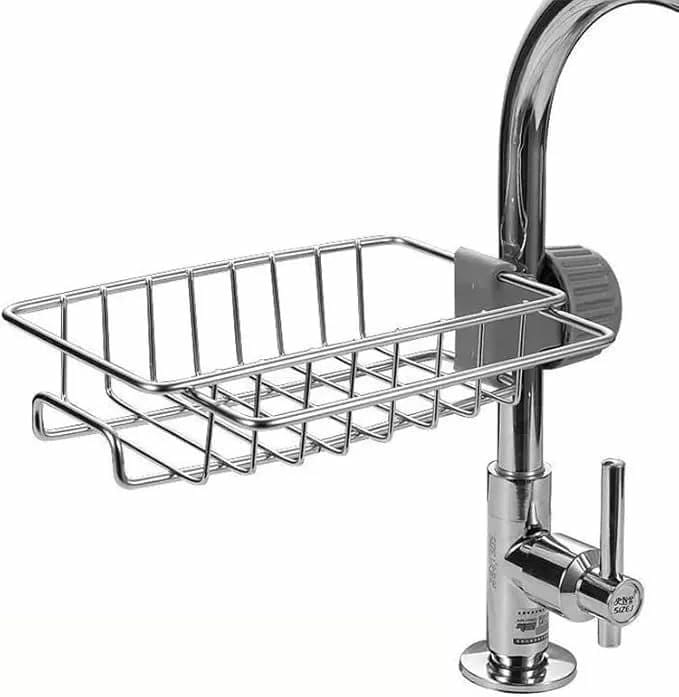 Stainless steel faucet rack / sink tidy with towel rack product image 2