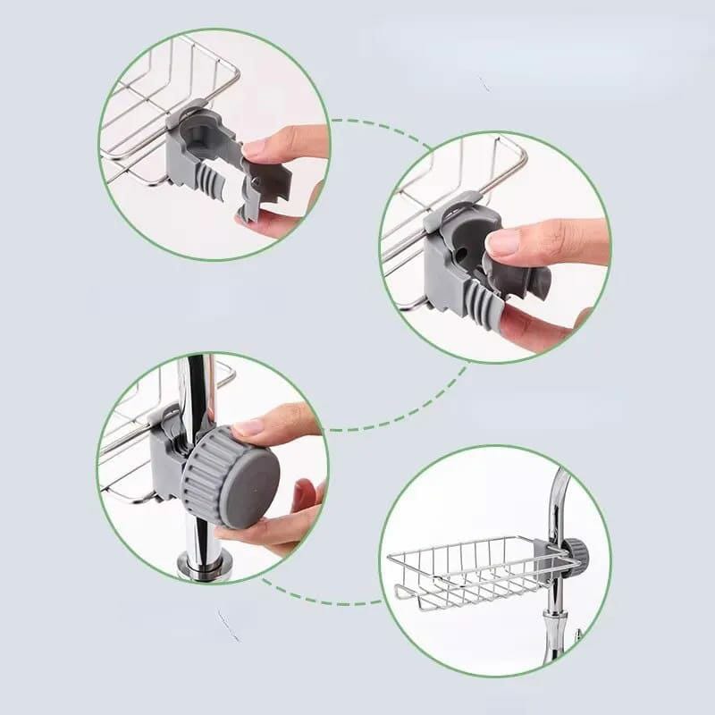 Stainless steel faucet rack / sink tidy with towel rack product image 4