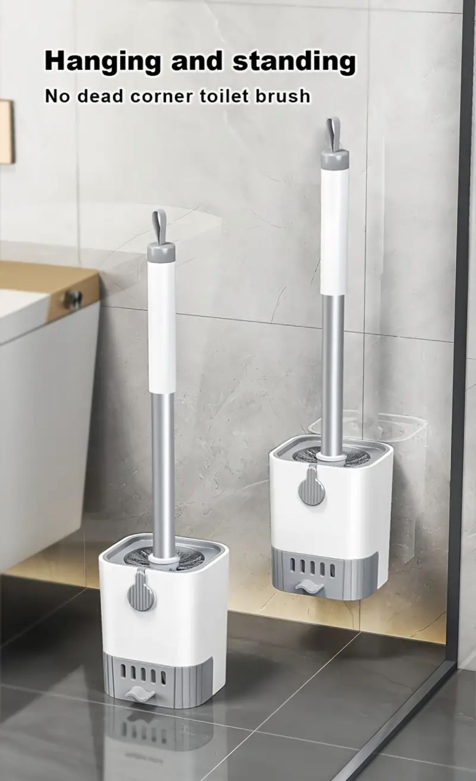 Wall Mounted Long Handle Toilet Cleaning Brush With Holder