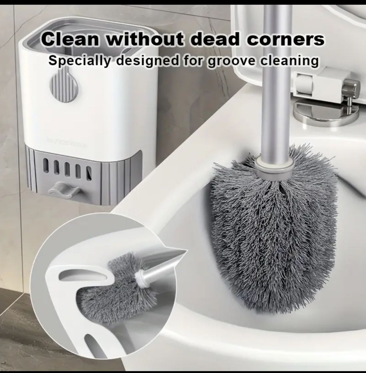 Wall Mounted Long Handle Toilet Cleaning Brush With Holder product image 3