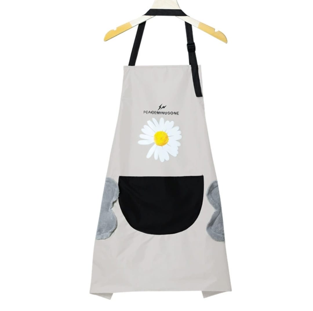 Waterproof cute checked floral Aprons with hand wipe towel product image 2