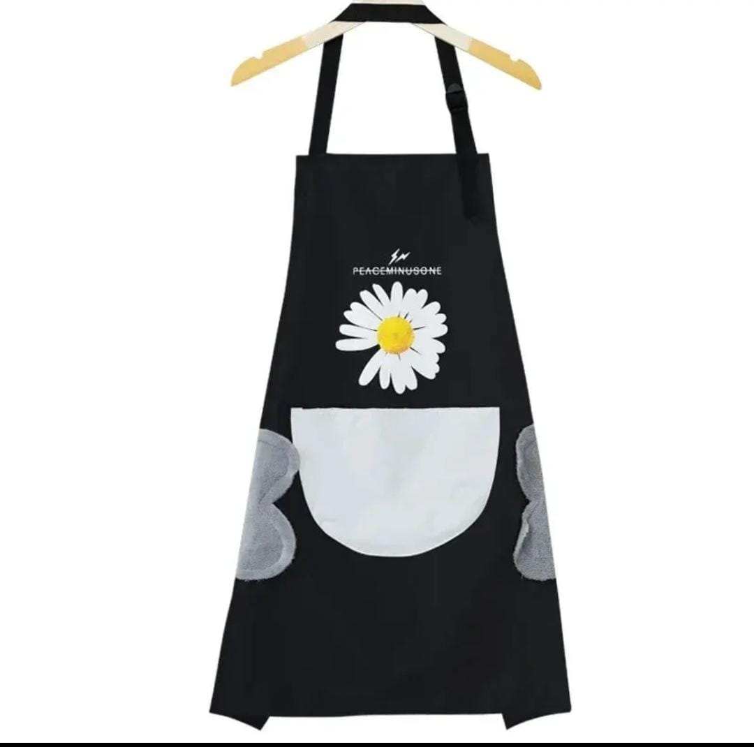 Waterproof cute checked floral Aprons with hand wipe towel product image 3