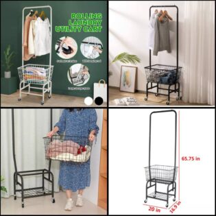 Rolling laundry utility cart