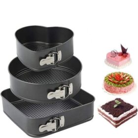 *Black Carbon Steel Cake Mould Non Stick 3 Pcs Set