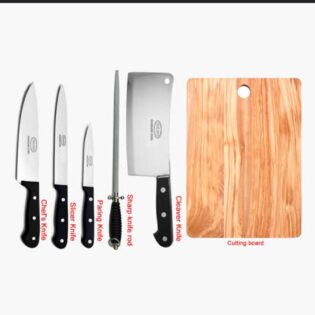 *5Pc knife set with Wooden cutting board