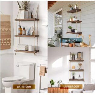 3 tier wood floating shelf