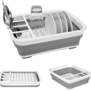 Collapsible dish draining rack