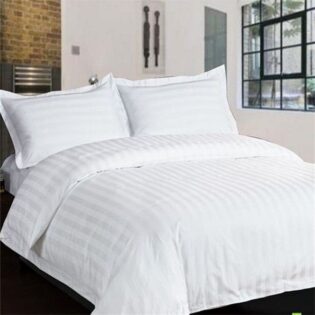 White stripped duvet cover, one bedsheet and two pillowcase