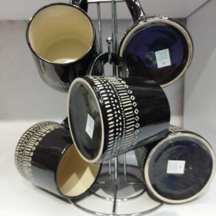 Black and white ceramic cups(set of 6)