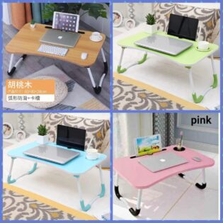 Multi-purpose foldable portable laptop /study desk table with tablet slot and cup slot