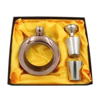 Round Flask (bangle) Gift Set with Two Shot Glasses and Funnel