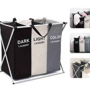 3 compartment foldable laundry Basket