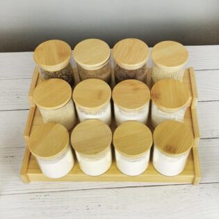 12Pcs Glass Spice Jars with Bamboo lid