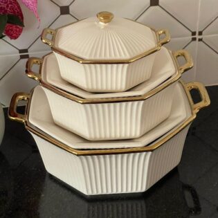 3 pcs ceramic soup pot