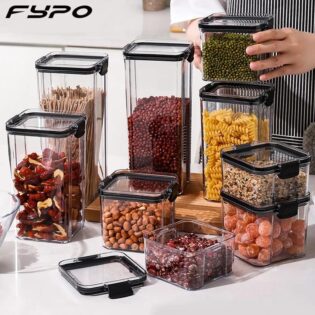 *8pcs Airtight Transparent Acrylic Cereal Food/Pantry Storage Containers