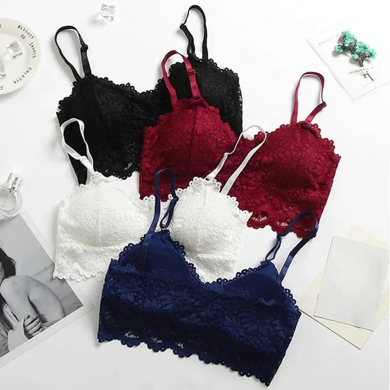 Women Flower Lace Bras Top Comfortable Bralette Solid Color Sexy Underwear Vest Female Hollow Out Wireless Lingerie Seamless Bra – Product insights and advice