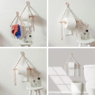 Toilet Paper Holder Tapestry Macrame Vintage Towel Hanging Rope