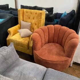 Customizable Wingback Chairs with Spring Cushions & Fibre Pillows – Long Black Legs & Premium Fabric | Available in Kenya