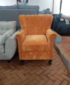 Wing Chair Single Seater - Spring Cushions-18,000 each - Yellow Fabric