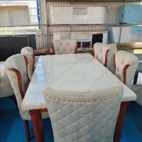Marble top table 6-Seater Dining Set with Marble Top Table and Padded Chairs