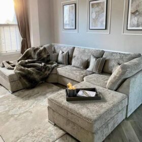 Premium Gray L-shaped Sofa with Spring Cushions