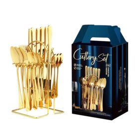 24 pcs golden cutlery set