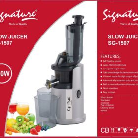 Signature Heavy duty 150W Slow Masticating Juicer, Big 78mm Chute, Juice Jug, Pulp Container, BPA-Free, Easy to Clean, Whole Slow Juicer for Fruits and Vegetables