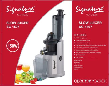 Signature Heavy duty 150W Slow Masticating Juicer, Big 78mm Chute, Juice Jug, Pulp Container, BPA-Free, Easy to Clean, Whole Slow Juicer for Fruits and Vegetables – Product insights and advice