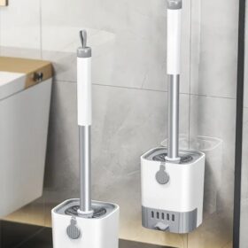 Wall Mounted Long Handle Toilet Cleaning Brush With Holder