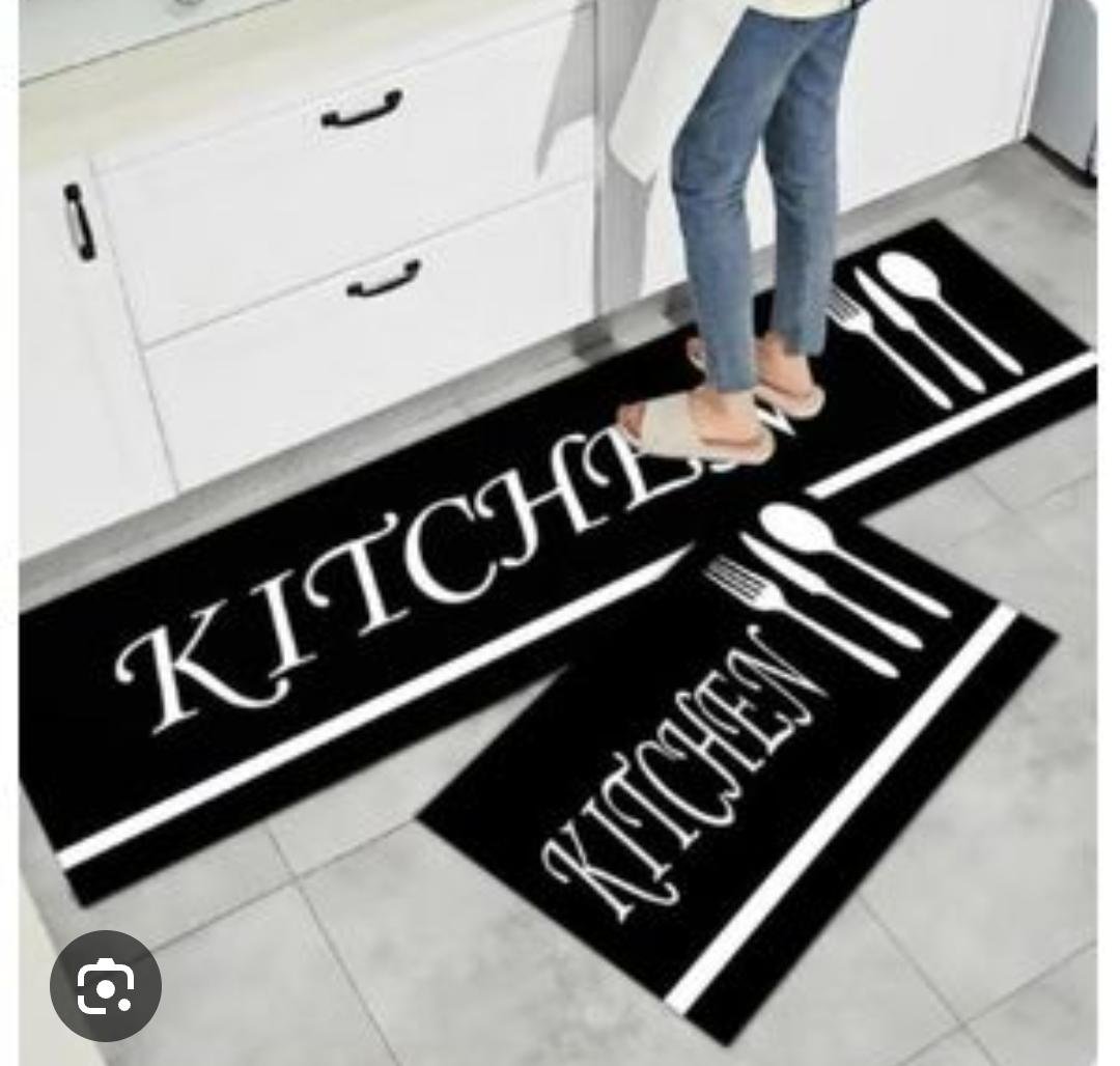 *🌟High quality HEAVY grip Rubber underside floor  2pcs set  3D kitchen mat  NON SLIP