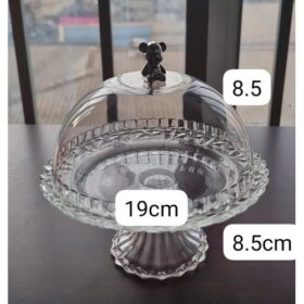 ⛱️19x8.5cm Glass Base Acrylic Cover Household Snack Plate